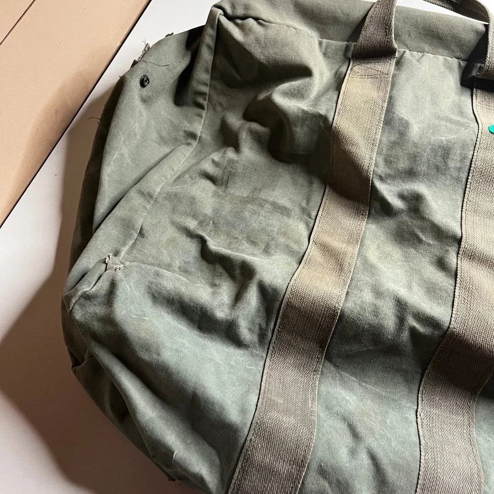 Vintage US Military Canvas Aviator Kit Bag Olive Drab Duffel Cargo Bag Large